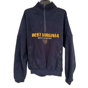 West Virginia University Mountaineers Fleece 1/2 Zip Pullover W Pocket Zippers M